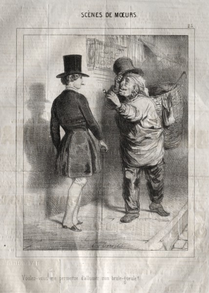 Scènes de Moeurs:  Voulez-vous me permettre d'allumer mon brule-gueule?. Charles Joseph Traviès de