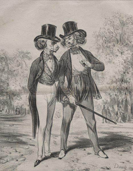 Modes incroyables.  Lions d'automne, 1839. Darny (French). Lithograph