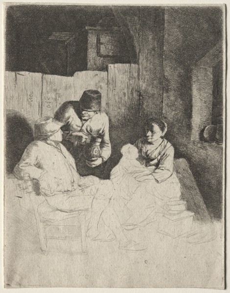 The Mother Seated in an Inn, mid 1600s. Cornelis Pietersz Bega (Dutch, 1631/32-1664). Etching;