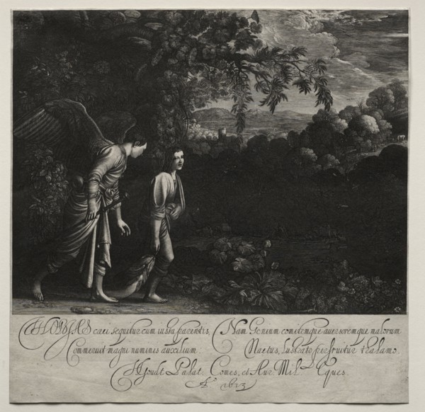 Tobias and the Angel (large plate). Hendrik Goudt (Dutch, 1585-1630). Engraving