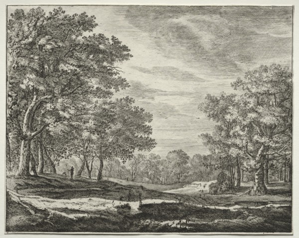 Six view in the wood of the Hague:  A Man with a Staff in His Hand. Roelant Roghman (Dutch,