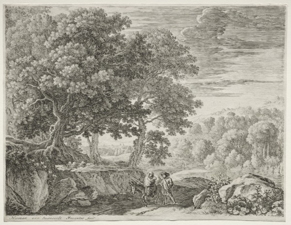 The Flight into Egypt:  The Holy Family. Herman van Swanevelt (Dutch, c. 1600-1655). Etching