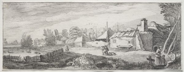 Landscape with a Farm. Jan van de Velde (Dutch, 1620-1662). Etching