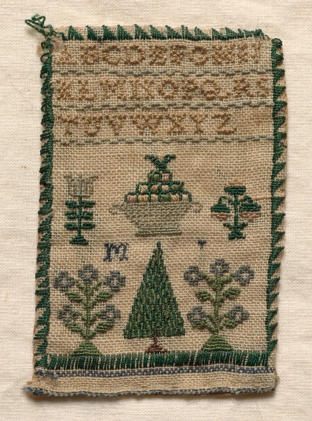 Sampler, 1800s. England, 19th century. Embroidery; silk on woolen canvas; overall: 7.4 x 4.8 cm (2