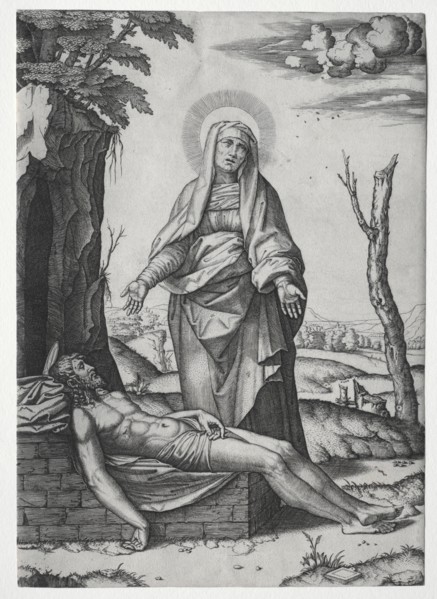 The Pieta'. Marcantonio Raimondi (Italian, 1470/82-1527/34), after Raphael (Italian, 1483-1520).