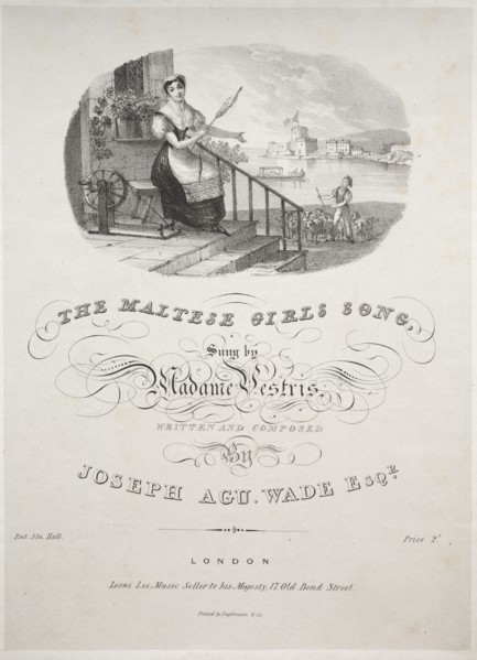The Maltese Girls Song, 1800s. England, 19th century. Lithograph