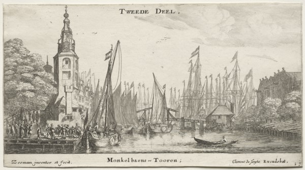 Ships of Amsterdam: Canal near Amsterdam and Tower of Monkel. Reinier Nooms (Dutch, c. 1623-1667).