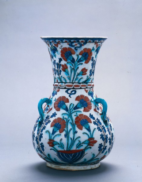 Mosque Lamp, 1585-1595. Turkey (Iznik), Ottoman Period, 16th Century. Fritware with