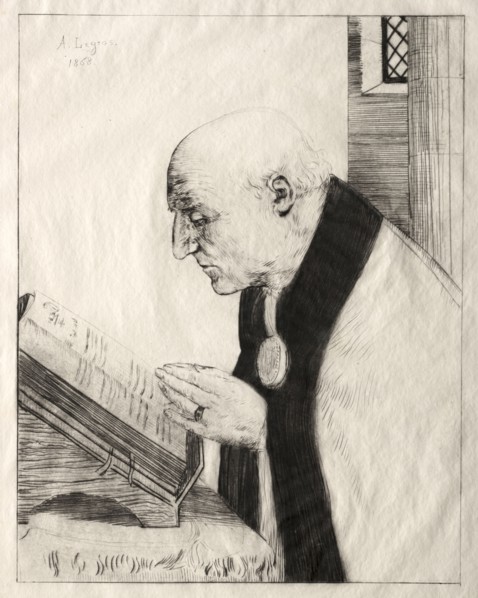 Reading the Office, 1868. Alphonse Legros (French, 1837-1911). Drypoint