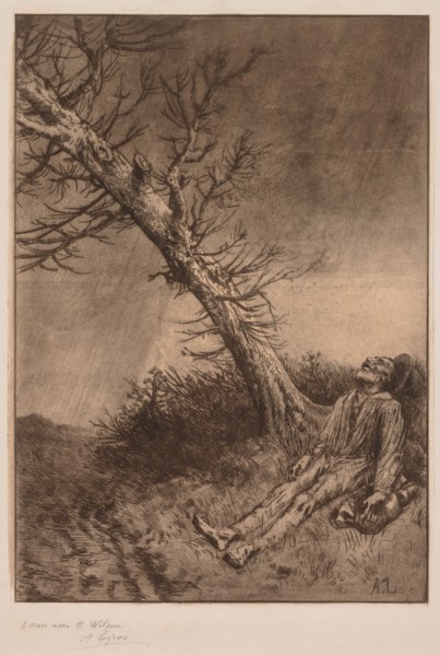 Death of a Vagabond, c. 1875. Alphonse Legros (French, 1837-1911). Etching and aquatint