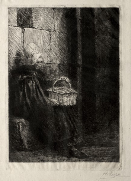 Landscape in the Vicinity of Boulogne, called Woman with a Basket. Alphonse Legros (French,