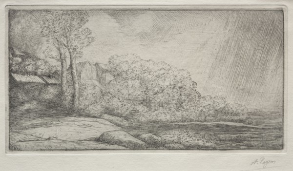 Landscape with Two Trees (Paysage aux deux Arbres). Alphonse Legros (French, 1837-1911). Drypoint