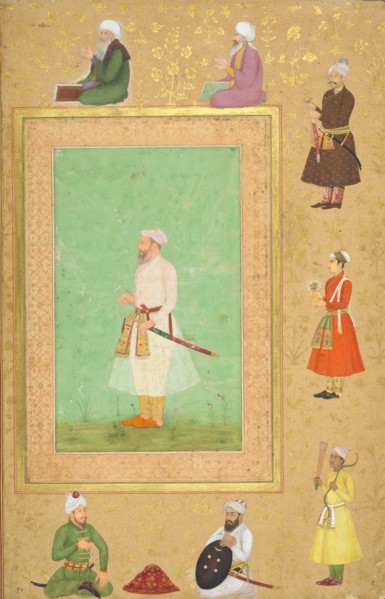Page from the Late Shah Jahan Album: Portrait of Asaf Khan, c. 1653. India, Mughal court, reign of