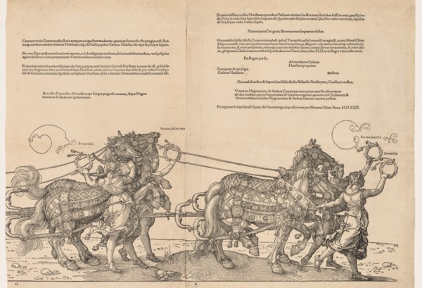 The Great Triumphal Car of Emperor Maximilian, 1523. Albrecht Dürer (German, 1471-1528). Woodcut