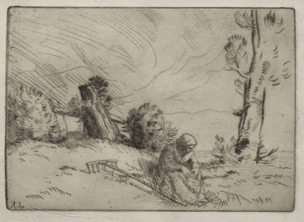 Peasant Woman Seated near a Hedge. Alphonse Legros (French, 1837-1911). Drypoint