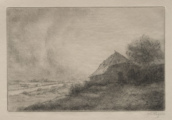 Hovel on the Hill. Alphonse Legros (French, 1837-1911). Drypoint