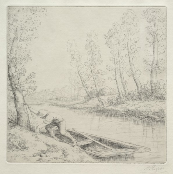 Morning on the River (Le Matin sur la rivière), c. 1900. Alphonse Legros (French, 1837-1911).