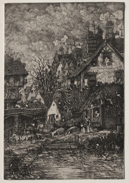 Published in la Revue Fantaisiste, Vol. II, 15 mai 1861: Entrance to a Village, 1861. Rodolphe