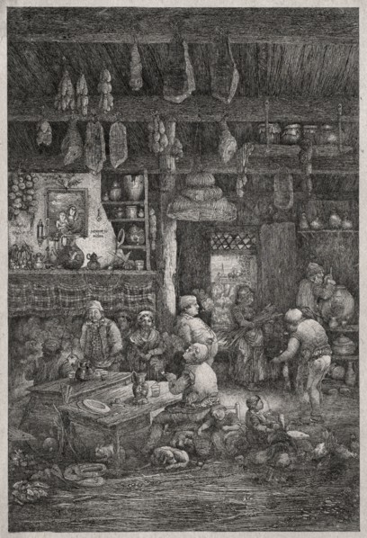 Moldavian Interior, 1856. Rodolphe Bresdin (French, 1822-1885). Lithograph; sheet: 31.5 x 23.5 cm