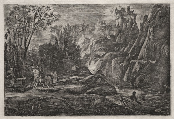 In 1866, this etching, then titled "Une vielle légende," was included in the exhibition of the