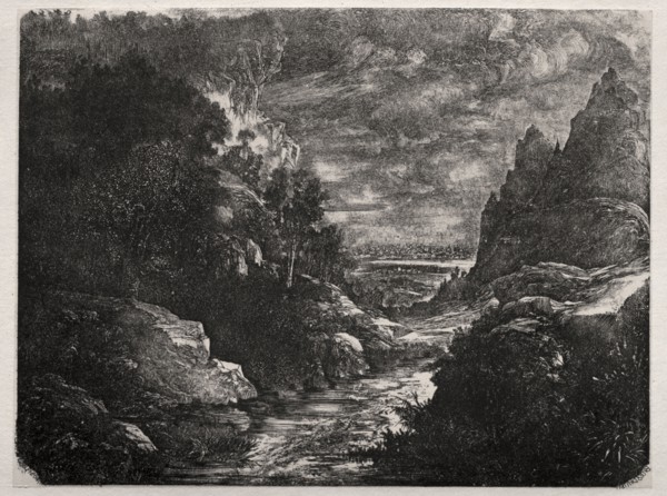 The Mountain Stream, 1871. Rodolphe Bresdin (French, 1822-1885). Lithograph; sheet: 28.5 x 39.8 cm