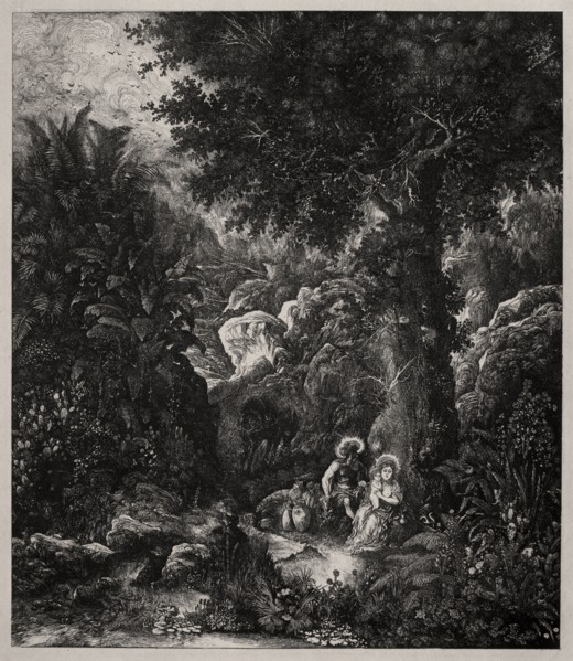 Rest on the Flight into Egypt with a Saddled Donkey, 1871. Rodolphe Bresdin (French, 1822-1885).