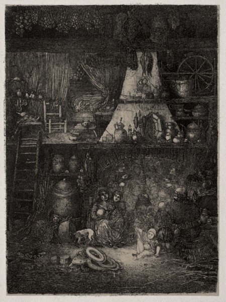 Peasant Interior in the Haute-Garonne, 1858. Rodolphe Bresdin (French, 1822-1885). Lithograph;