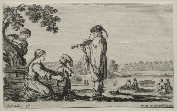 Various Figures and Landscapes:  A Violin Player, 1649. Stefano Della Bella (Italian, 1610-1664).