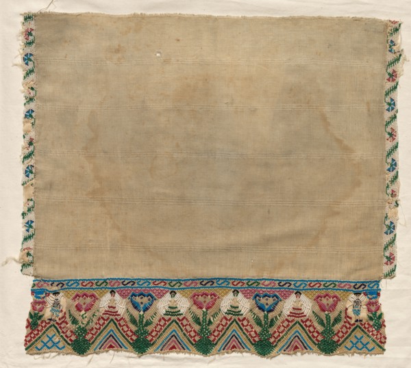 Towel End with Beaded Borders, early 1800s. Mexico, early 19th century. Embroidery; cotton;
