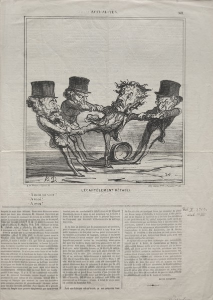 Published in le Charivari (8 May 1869): Actualities (No. 98): The quartering reinstated, 1869.
