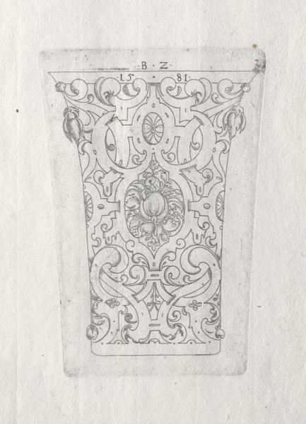 Ornamental Beaker, 1581. Bernhard Zan (German). Engraving
