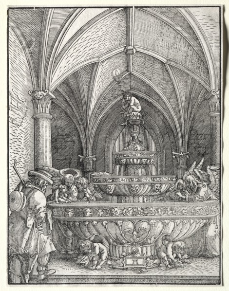 The Holy Family on the Flight into Egypt at a Fountain, c. 1520. Albrecht Altdorfer (German, c.