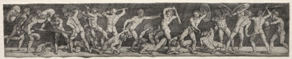 Battle of Naked Men. Barthel Beham (German, 1502-1540). Engraving