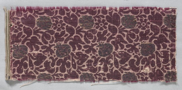 Brocaded Textile Fragment, late 1500s - early 1600s. Italy, late 16th - early 17th century.