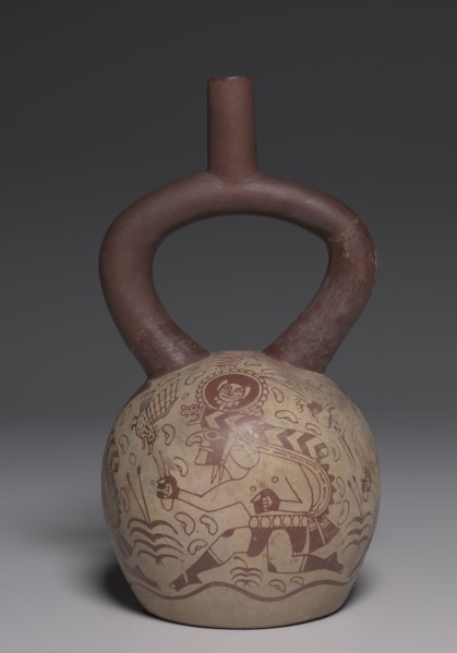 Vessel  with Running Figures, 450-550. Peru, North Coast, Moche style (50-800). Earthenware with