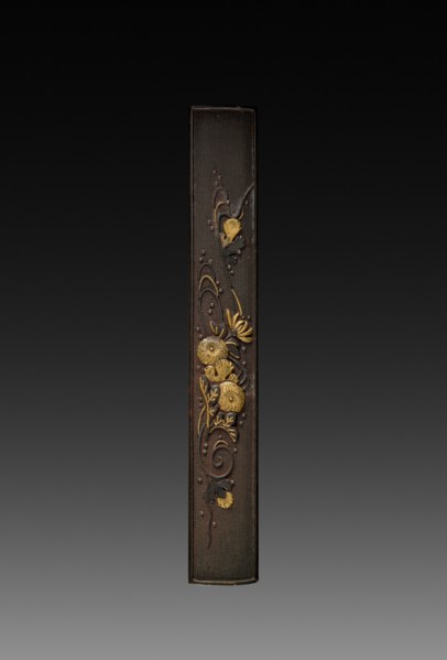 Knife Handle (Kozuka), c 1800s. Japan, 19th century. Inlaid bronze; overall: 1.4 cm (9/16 in.).