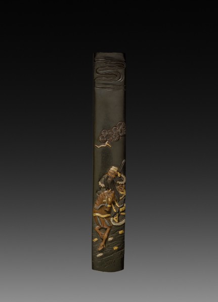 Knife Handle (Kozuka), c 1800s. Japan, 19th century. Inlaid bronze; overall: 1.4 cm (9/16 in.).