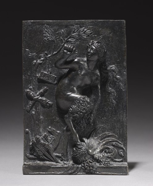 Satyress, c. 1525-1528. Giovanni Maria Mosca (Italian, 1495/99-1574). Bronze; overall: 16.5 x 11.5