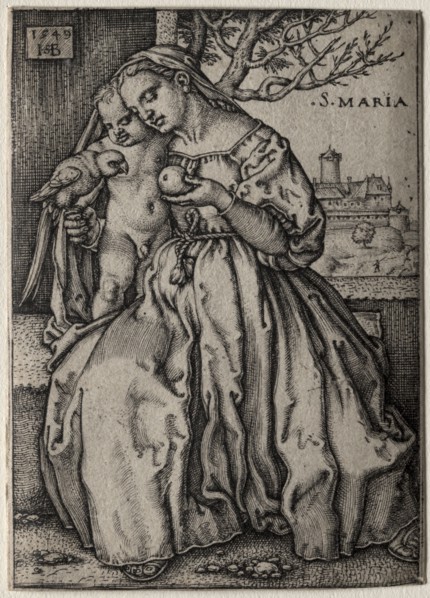 Virgin with the Parrot, 1549. Hans Sebald Beham (German, 1500-1550). Engraving