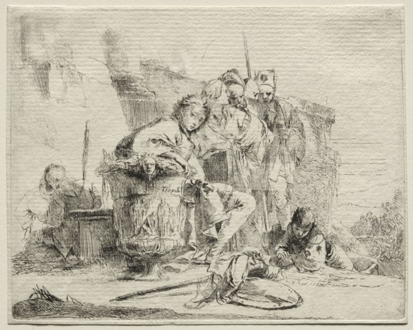 Various Caprices:  Young Man Seated, Leaning Against an Urn. Giovanni Battista Tiepolo (Italian,