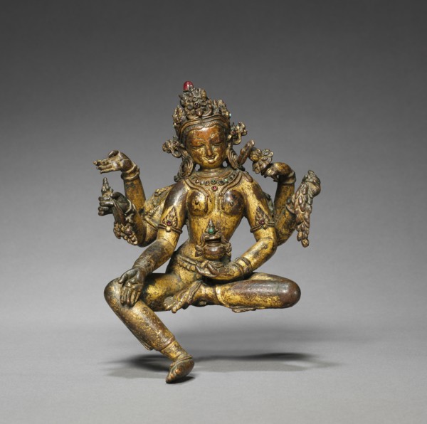 Vasudhara, Goddess of Abundance, 1300s-1400s. Nepal, 14th-15th century. Gilt bronze and