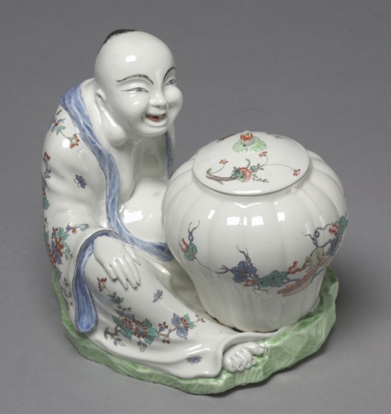 Figure of Budai or Hotei with Jar, c. 1735- 1740. Chantilly Porcelain Factory (French). Soft-paste