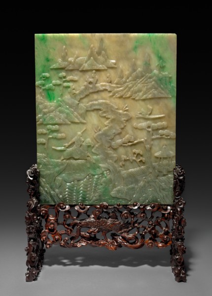 Table Screen with Stand, 1644-1912. China, Qing dynasty (1644-1911). Jade             ; overall: 29