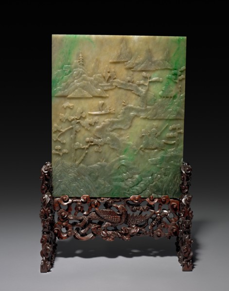 Table Screen with Stand, 1644-1912. China, Qing dynasty (1644-1911). Jade; overall: 29.8 x 24.4 cm