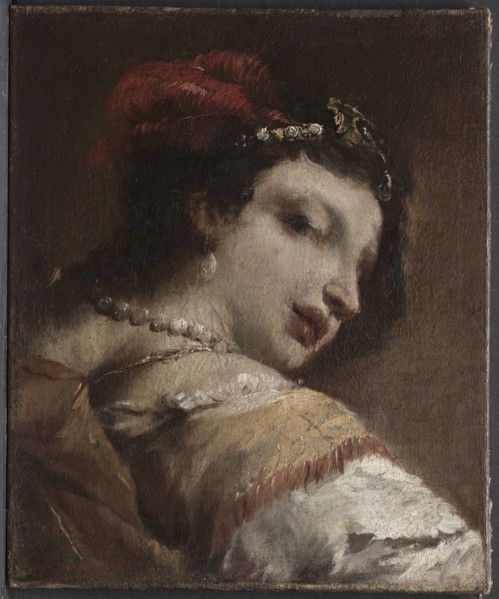 Head of a Woman, c. 1739. Antonio Guardi (Italian, 1699-1760). Oil on canvas; framed: 62.5 x 53.5 x