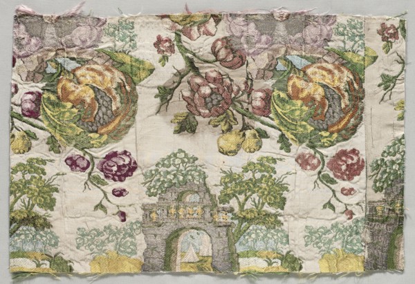 Brocaded Textile, 1700s. Italy, 18th century. Plain cloth, brocaded (?); silk and metal; overall: