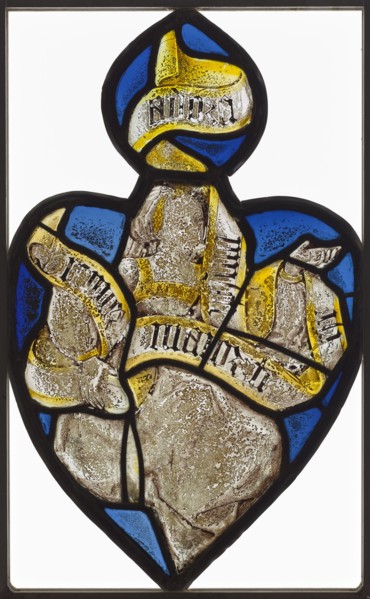 Heart-Shaped Panel: Figure of a Woman with a Banderole (Sibyl ?), c. 1480-1520. Germany, Rhenish