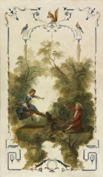 The See-Saw, c. 1723-1727. Nicolas Lancret (French, 1690-1743). Oil on canvas; framed: 157 x 96 x 5