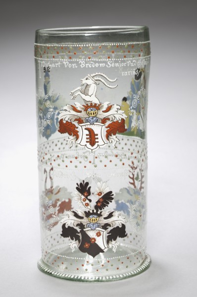 Beaker (Humpen), 1568. Germany, probably Bohemia, 16th century. Enameled glass; overall: 26.1 x 11