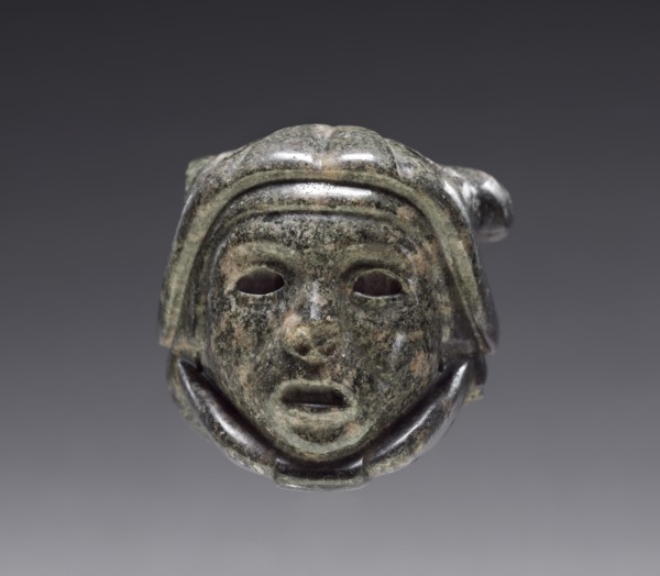 Head in Mouth of Snake, 1325-1519. Central Mexico, Aztec, Post-Classic Period. Greenstone; overall: